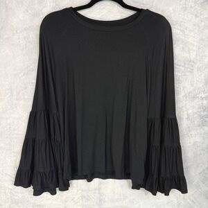 Tiered Bell Sleeve Top Womens sz M Black goth whimsigoth witchy festival boho